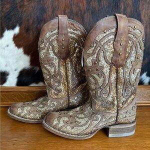 Corral Women’s Orix Glitter Inlay & Studded Western Boot - Square Toe